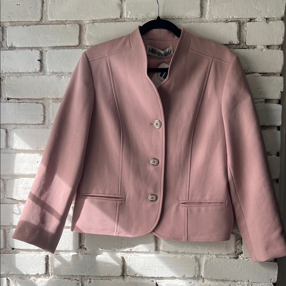 Vintage Pink Collarless Three-Button Blazer